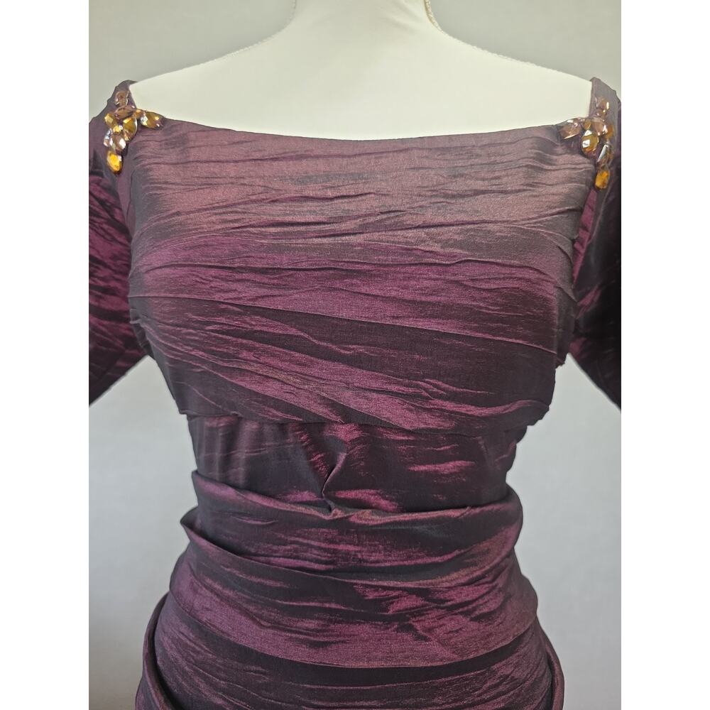 Alex Evenings Petite 12P Garnet Ruched Cocktail Dress Beaded Shoulders NWT